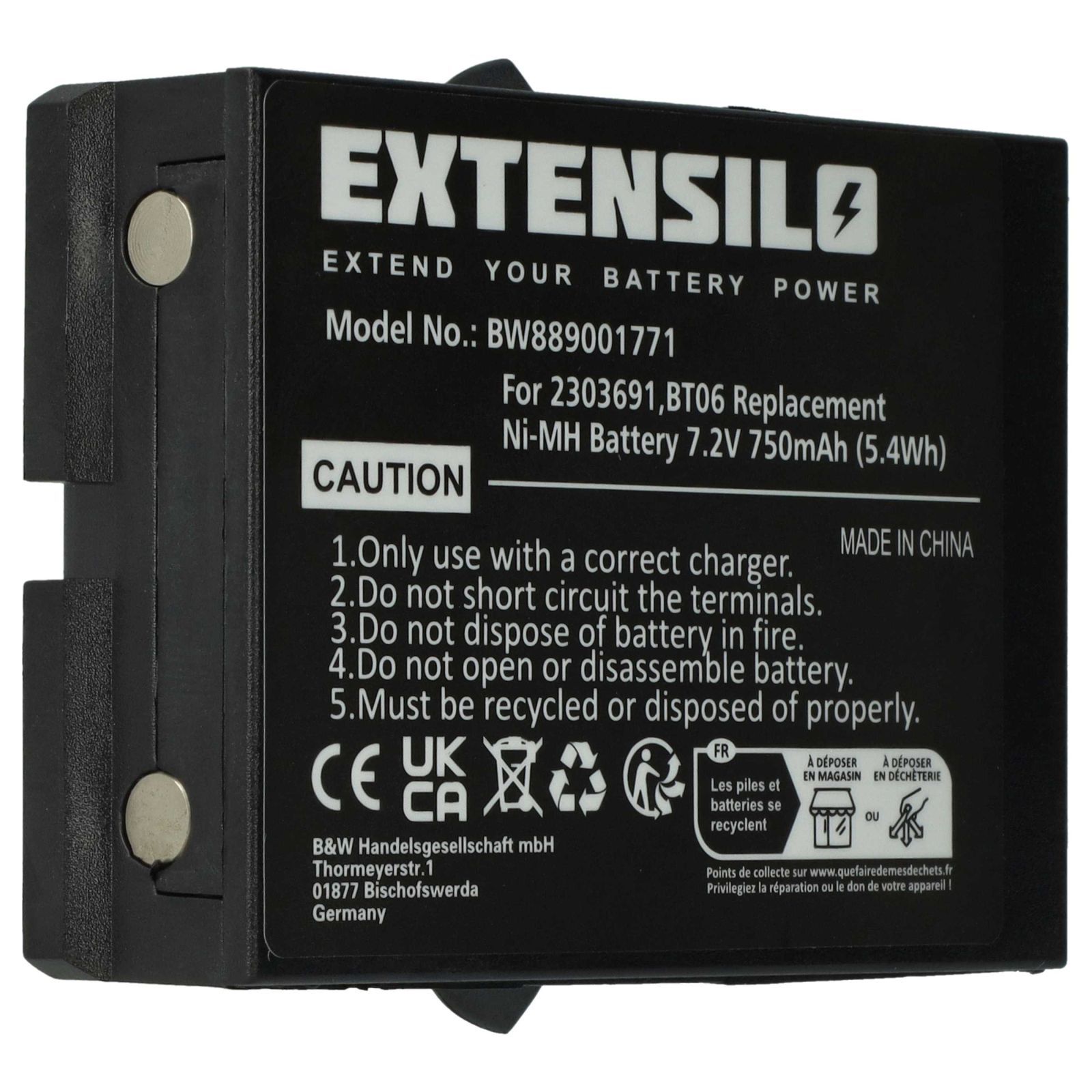 EXTENSILO batéria pre Ikusi TM60, TM61, TM62 a ďalšie NI-MH, 7,2V, 750mAh